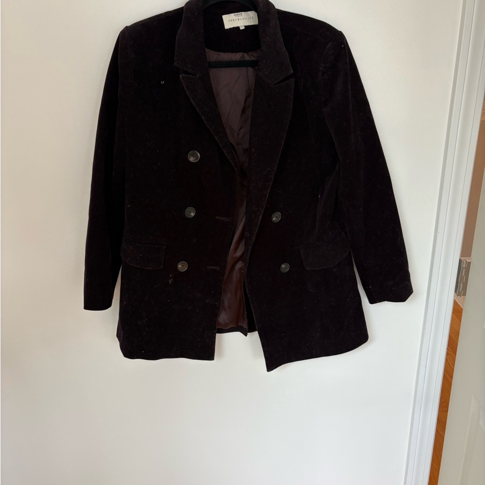 Elegant Dark Brown Corduroy Women's Blazer